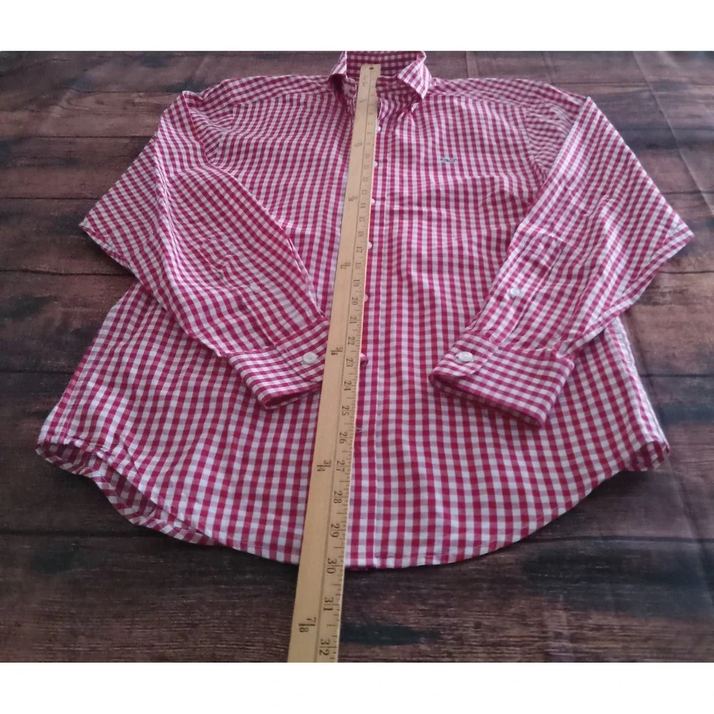 Vineyard Vines Whale Shirt Long Sleeve Button Down Shirt Men's XS Red White Chec